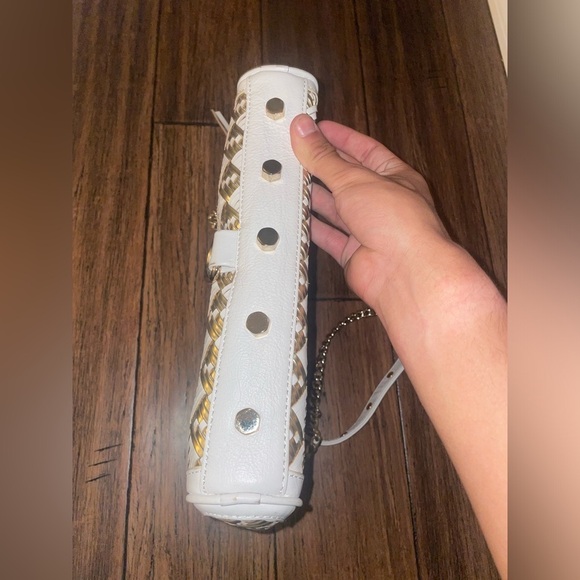 Rare✨White & Gold✨ Rebecca minkoff woven leather bag metallic bag crossbody - Picture 11 of 14